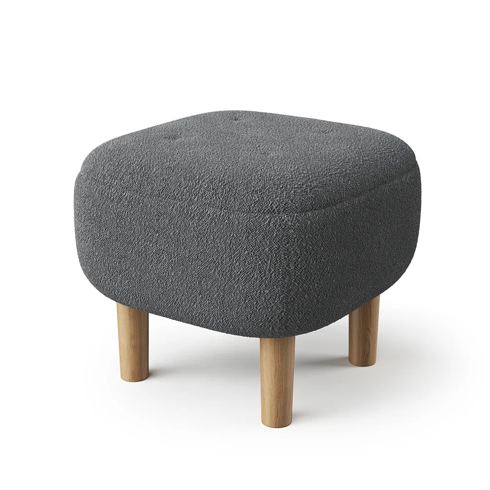 Kumar Grey Boucle Footstool