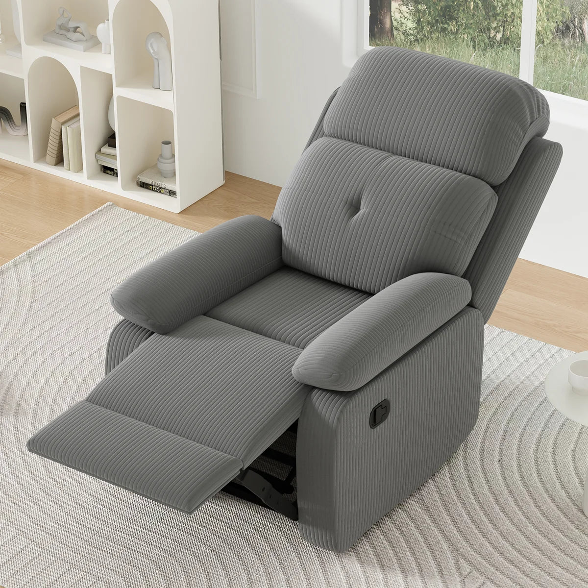Katy Grey Jumbo Cord Manual Recliner