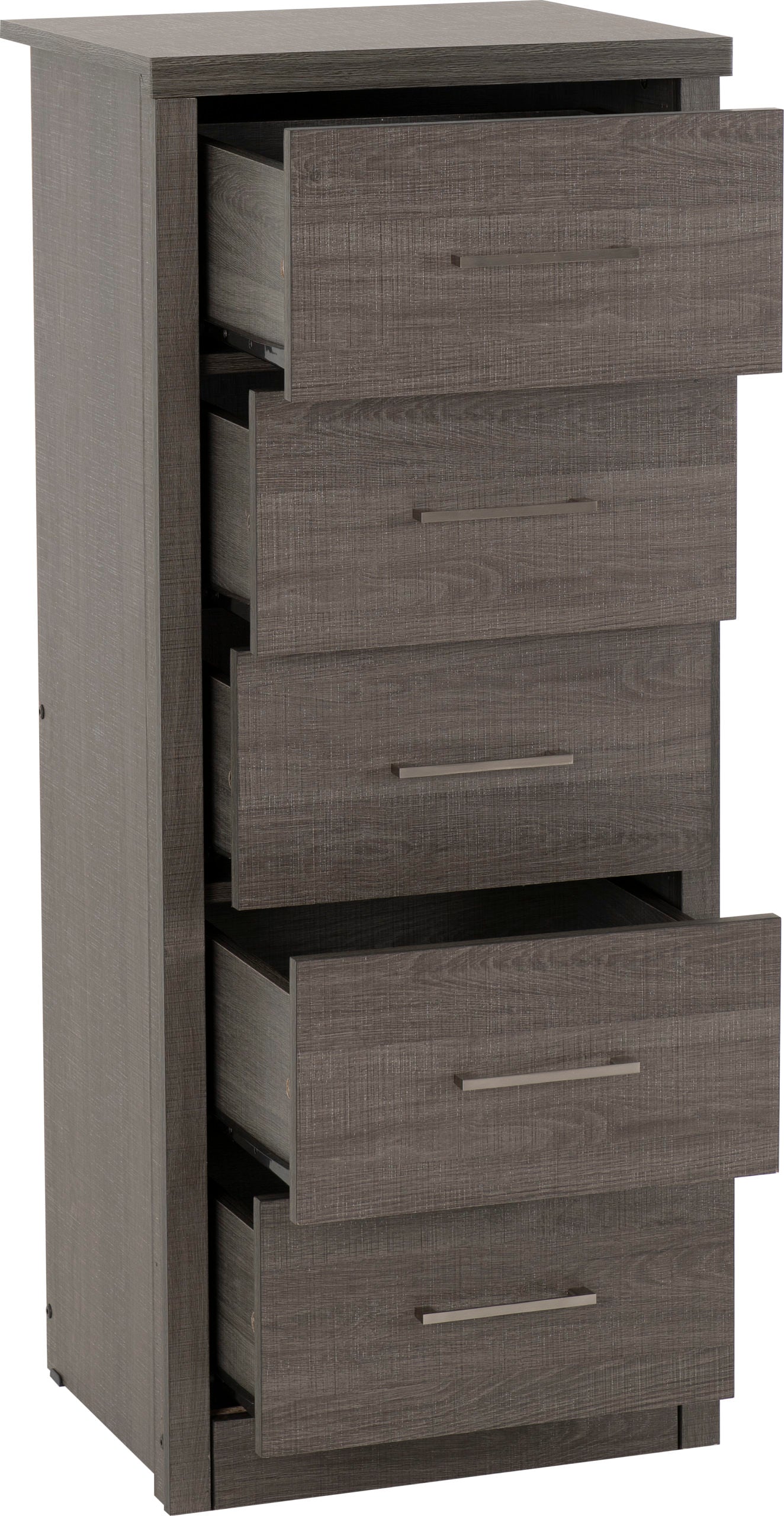 LSB 5 Drawer Narrow Chest - Black Wood Grain