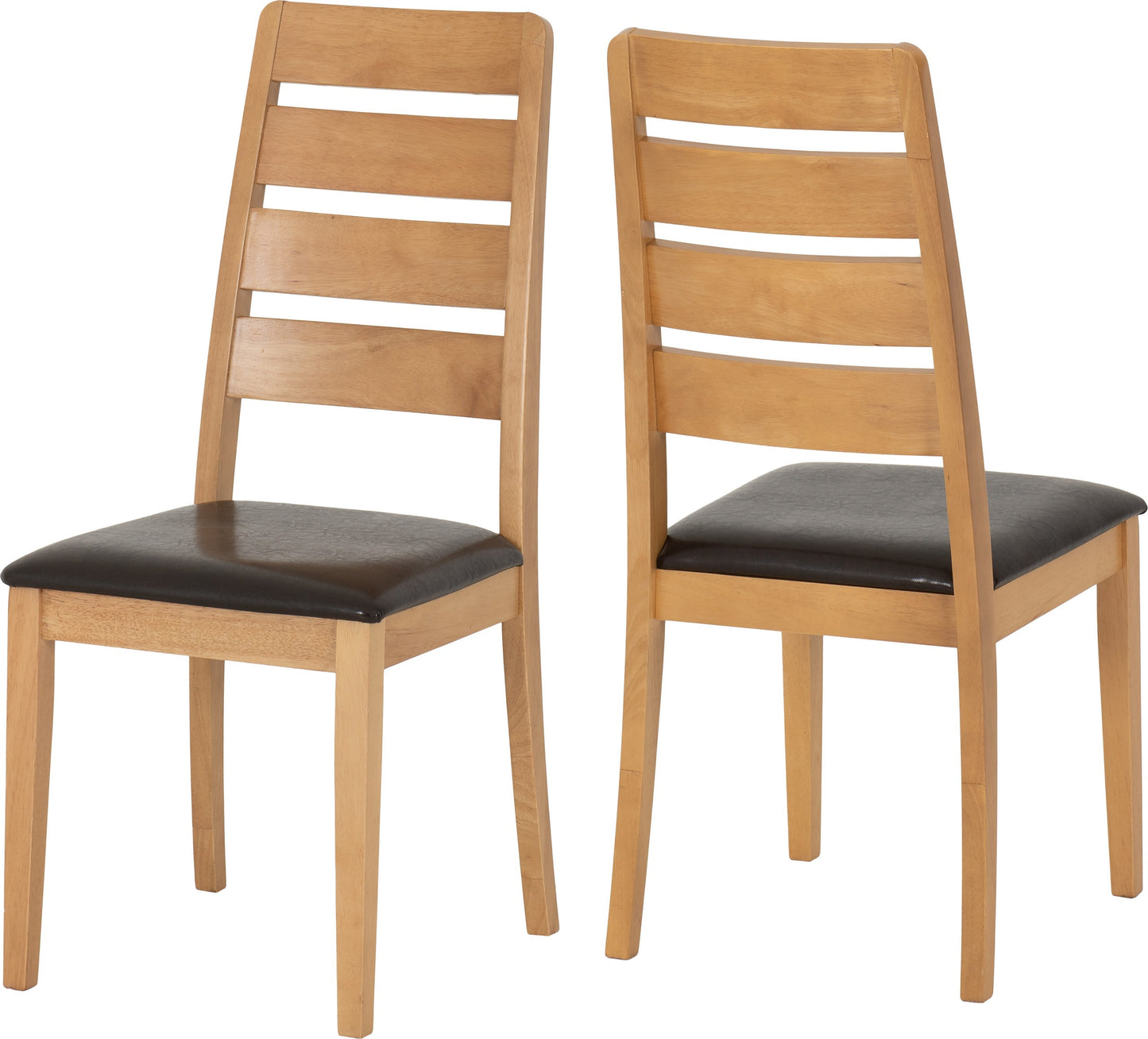 LOG Pair of Oak Effect Dining Chairs