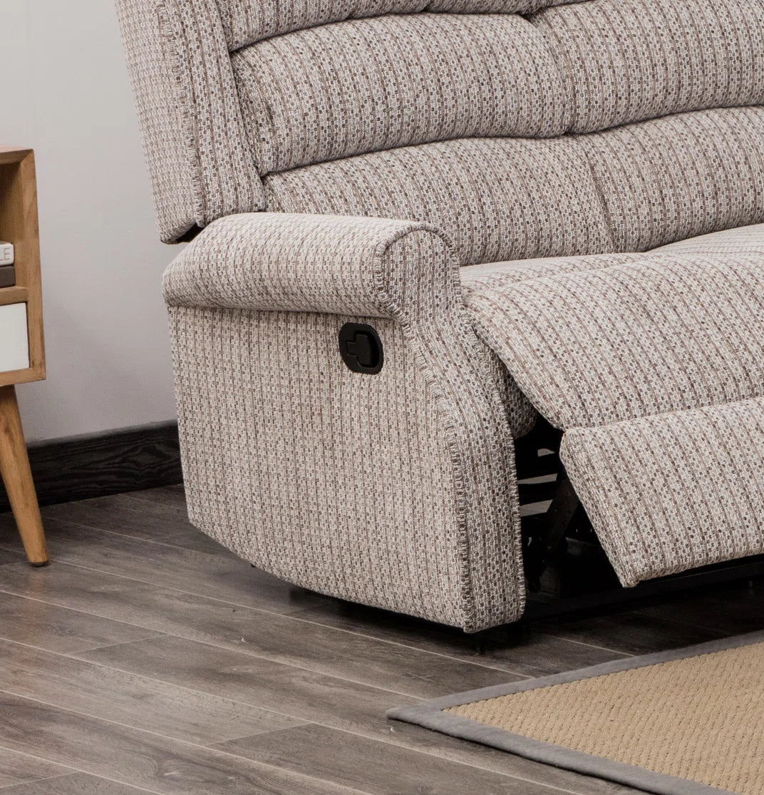 Elaine 2 Seater Beige Upholstered Manual Recliner