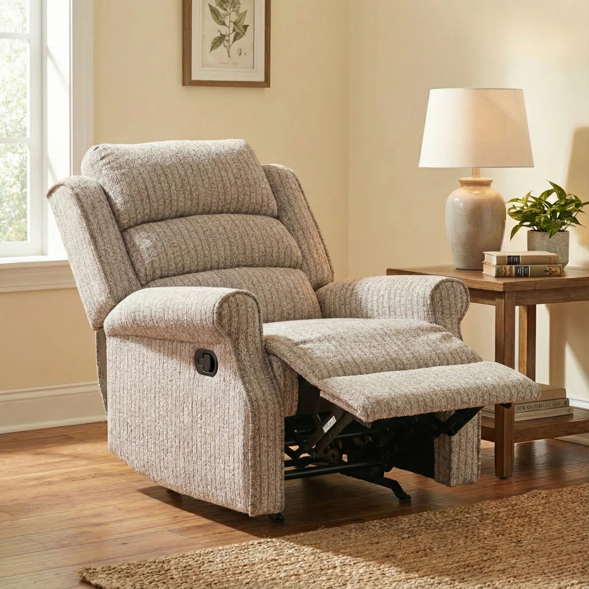 Elaine Oatmeal Upholstered Manual Recliner
