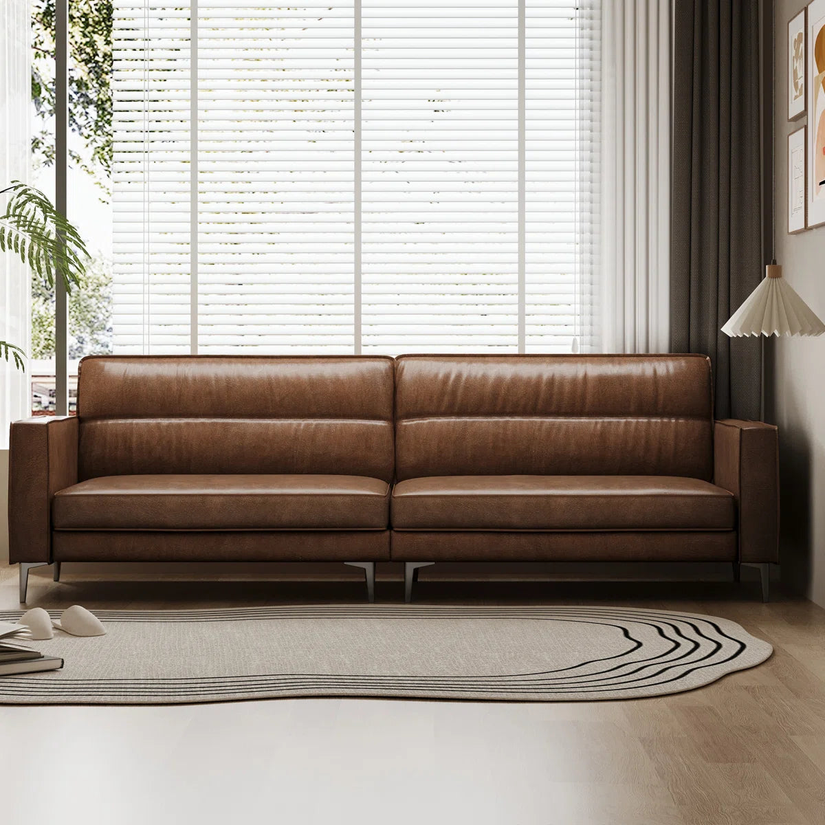 Georgia 4 Seat Brown Real Leather Sofa