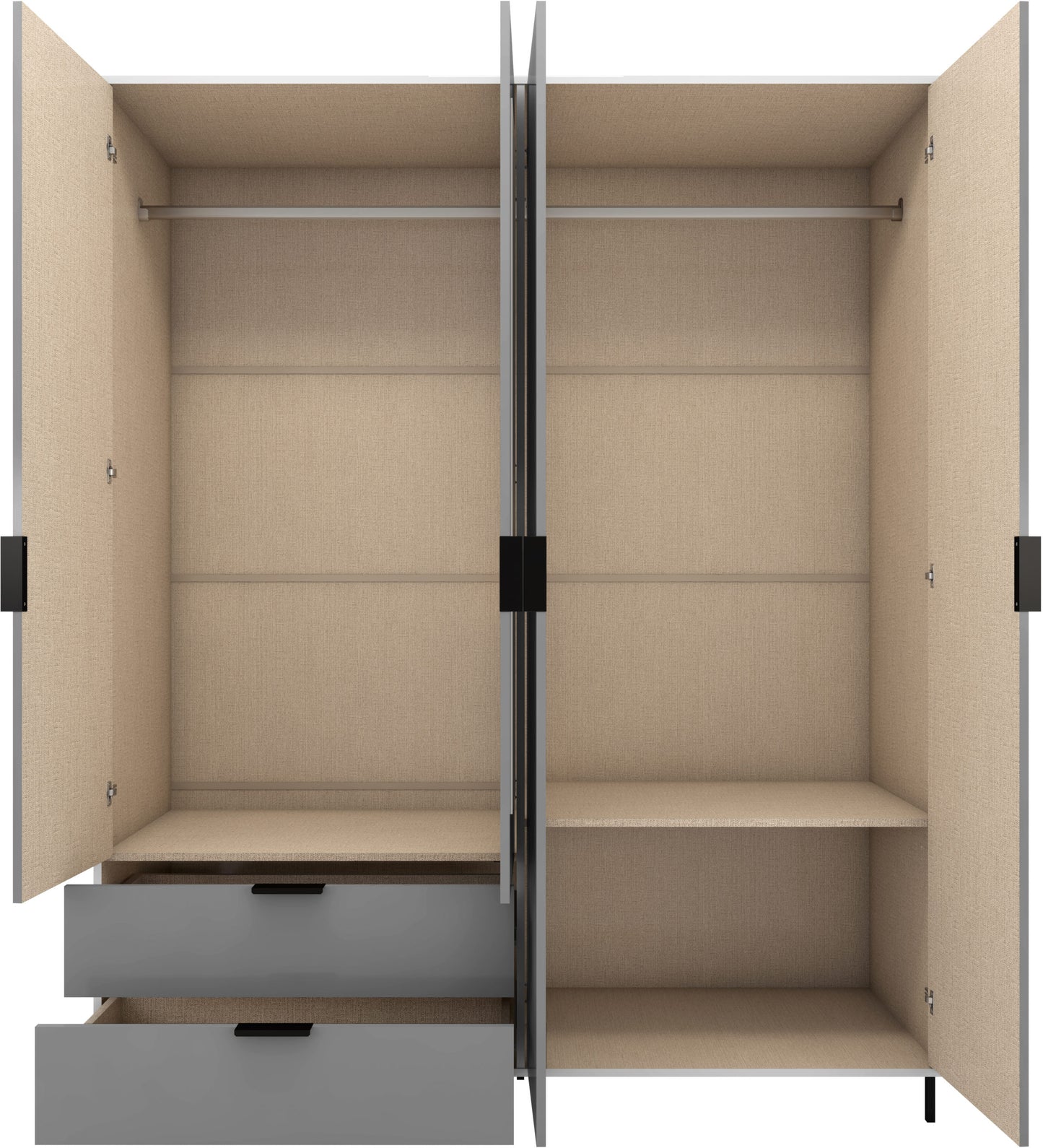 MDD 4 Door 2 Drawer Mirrored Wardrobe