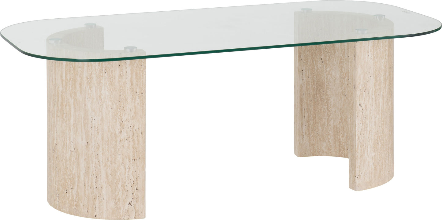 MOD Glass & Cream Marble Effect Coffee Table