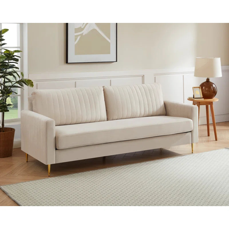 Dorset 3 Seat Beige Velvet Sofa