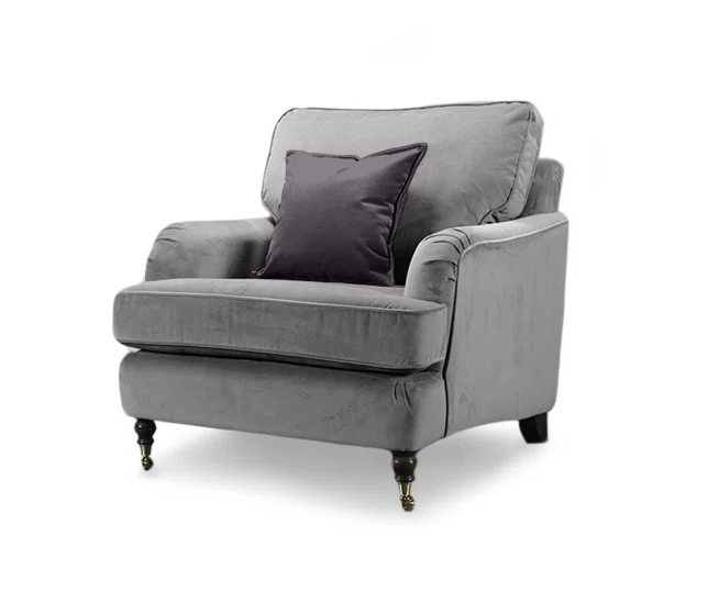 Marconi Grey Velvet Armchair