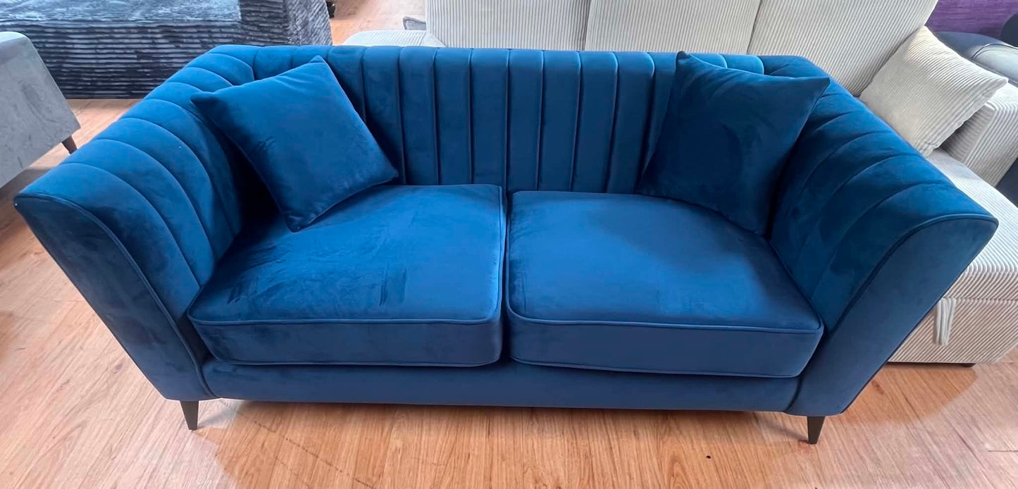 Maggie 2 Seat Blue Velvet Sofa