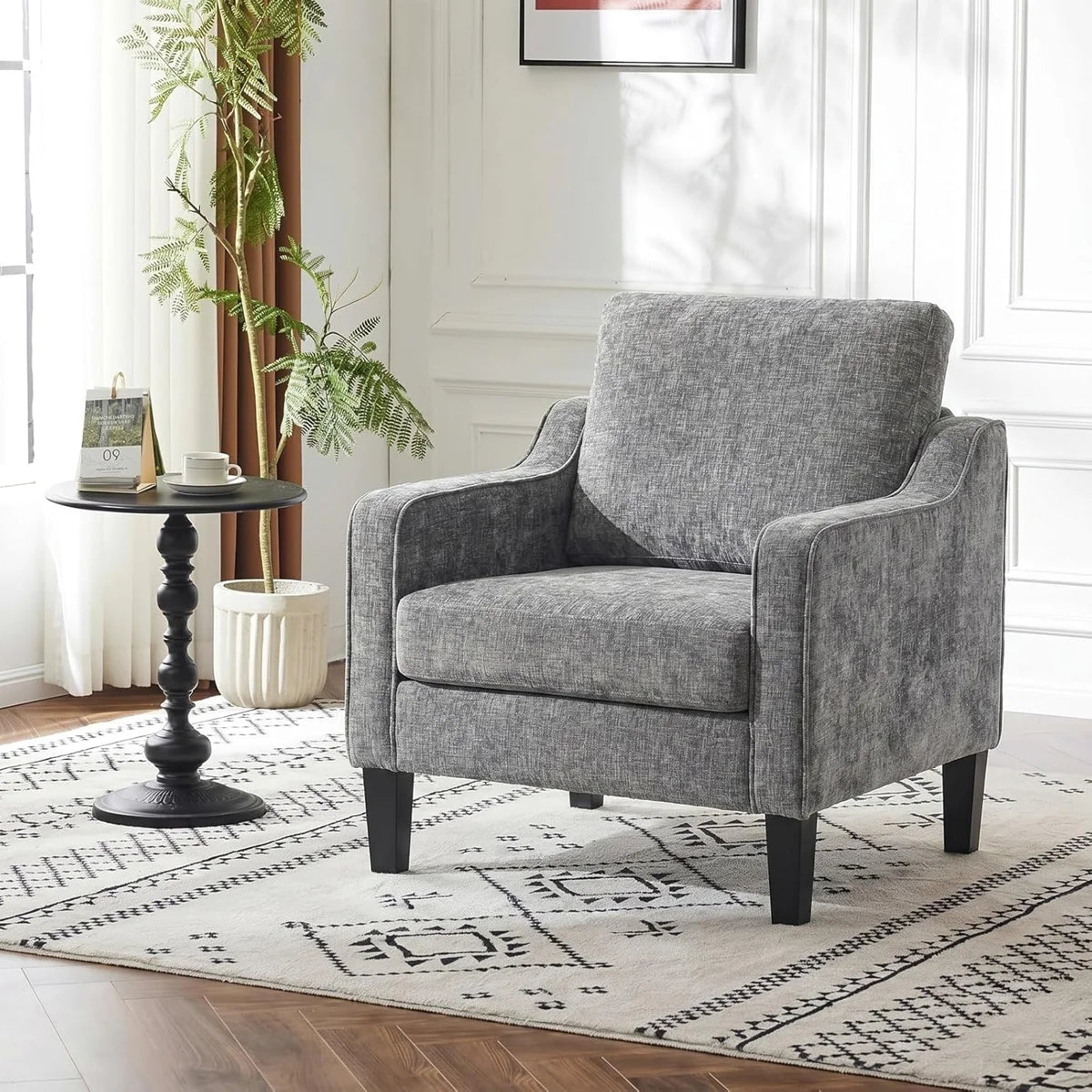 Ventura Grey Chenille Armchair