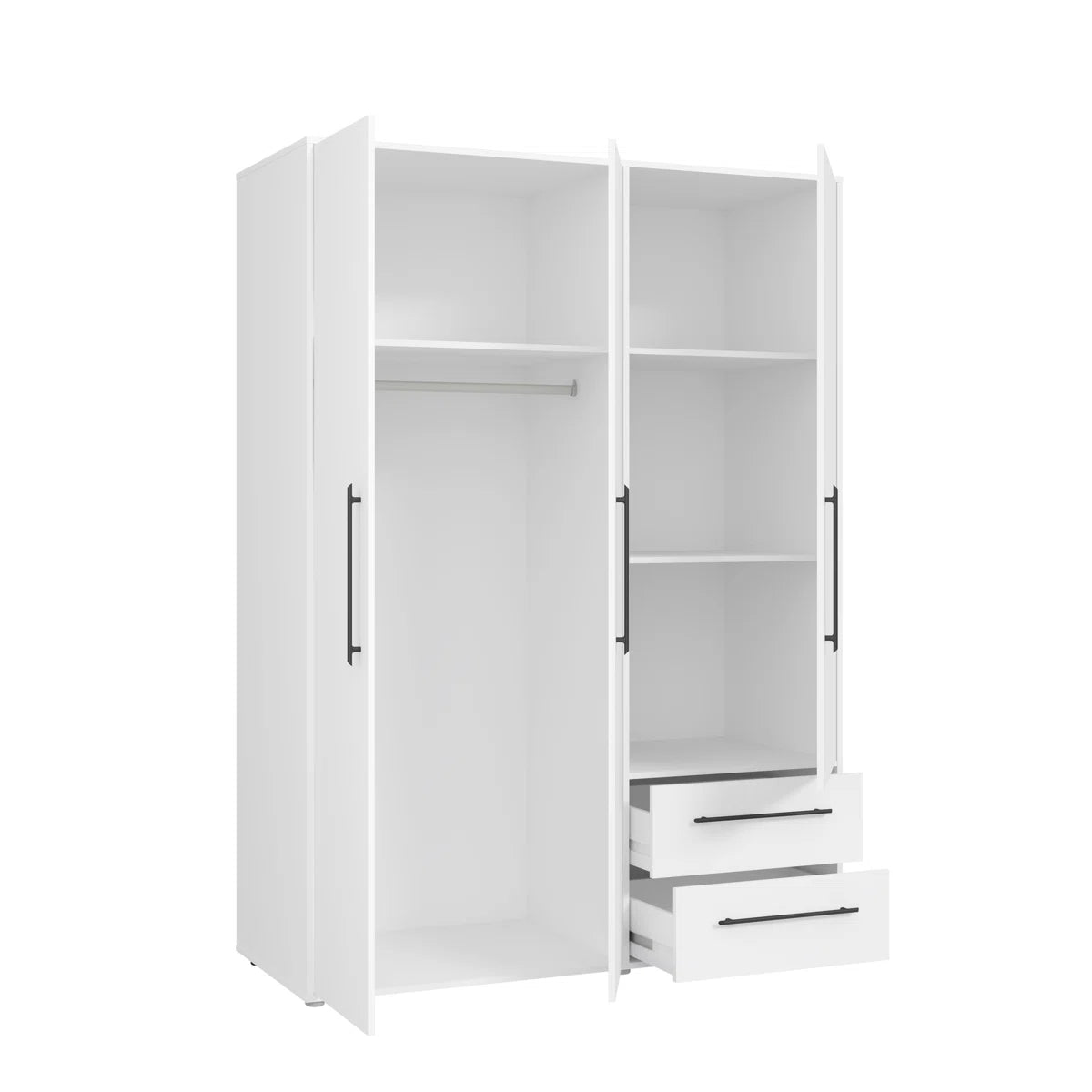 Mila 3 Door 2 Drawer White Wardrobe