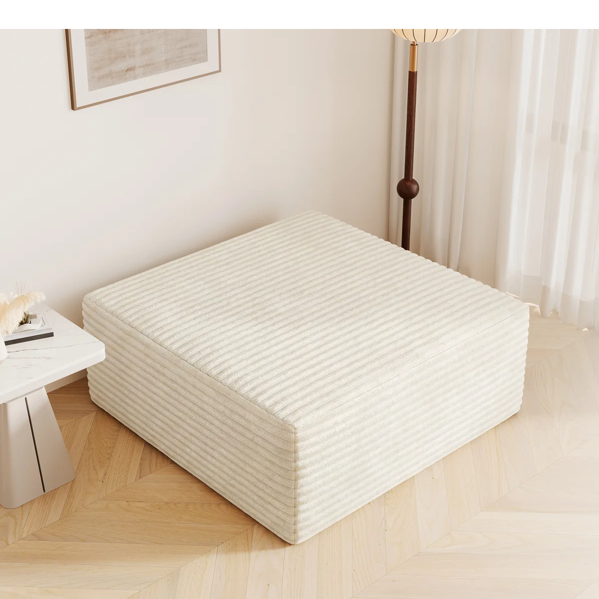 Idaho Cream Jumbo Cord Footstool