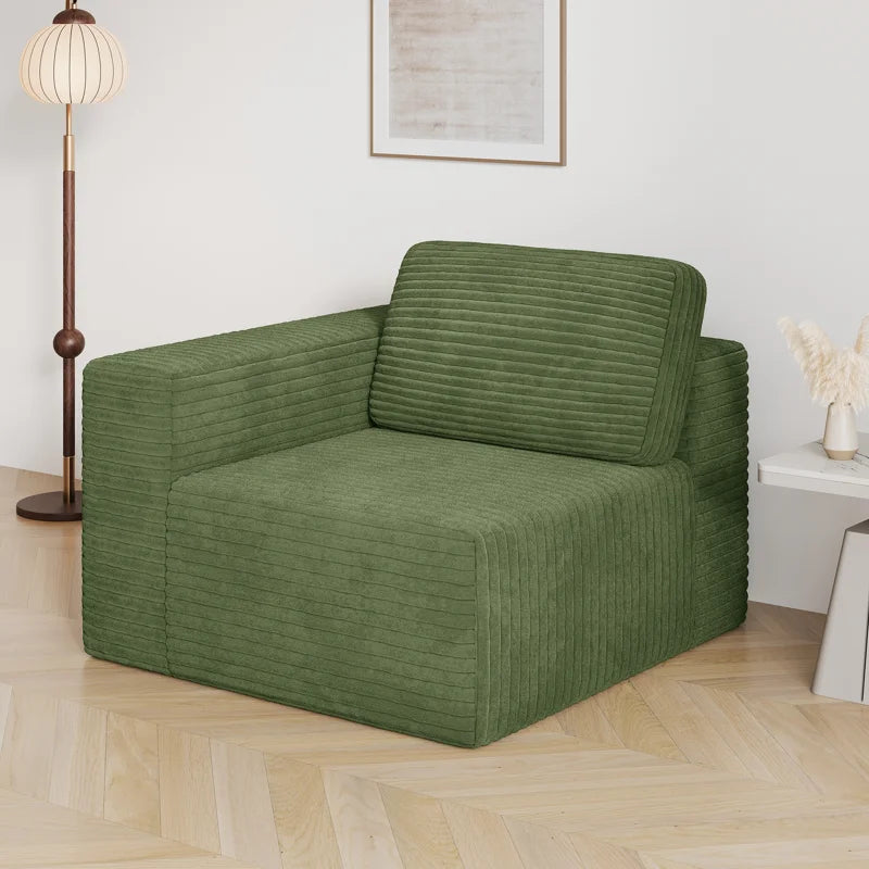 Idaho Green Jumbo Cord Corner Chair