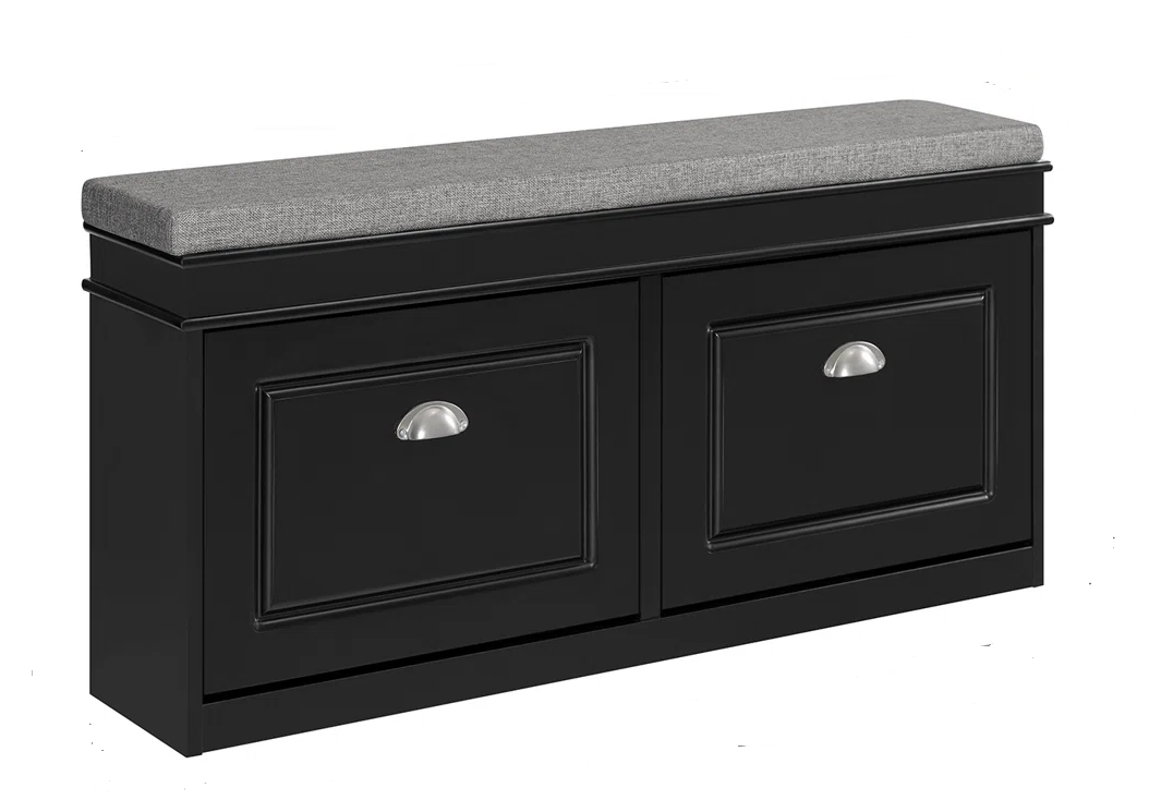 Mara Black Storage Bench