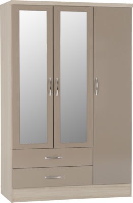 NVD 3 Door 2 Drawer Mirrored Wardrobe