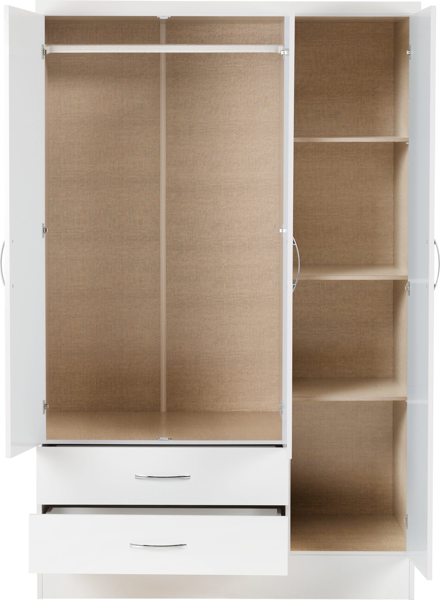 NVD 3 Door 2 Drawer Mirrored Wardrobe