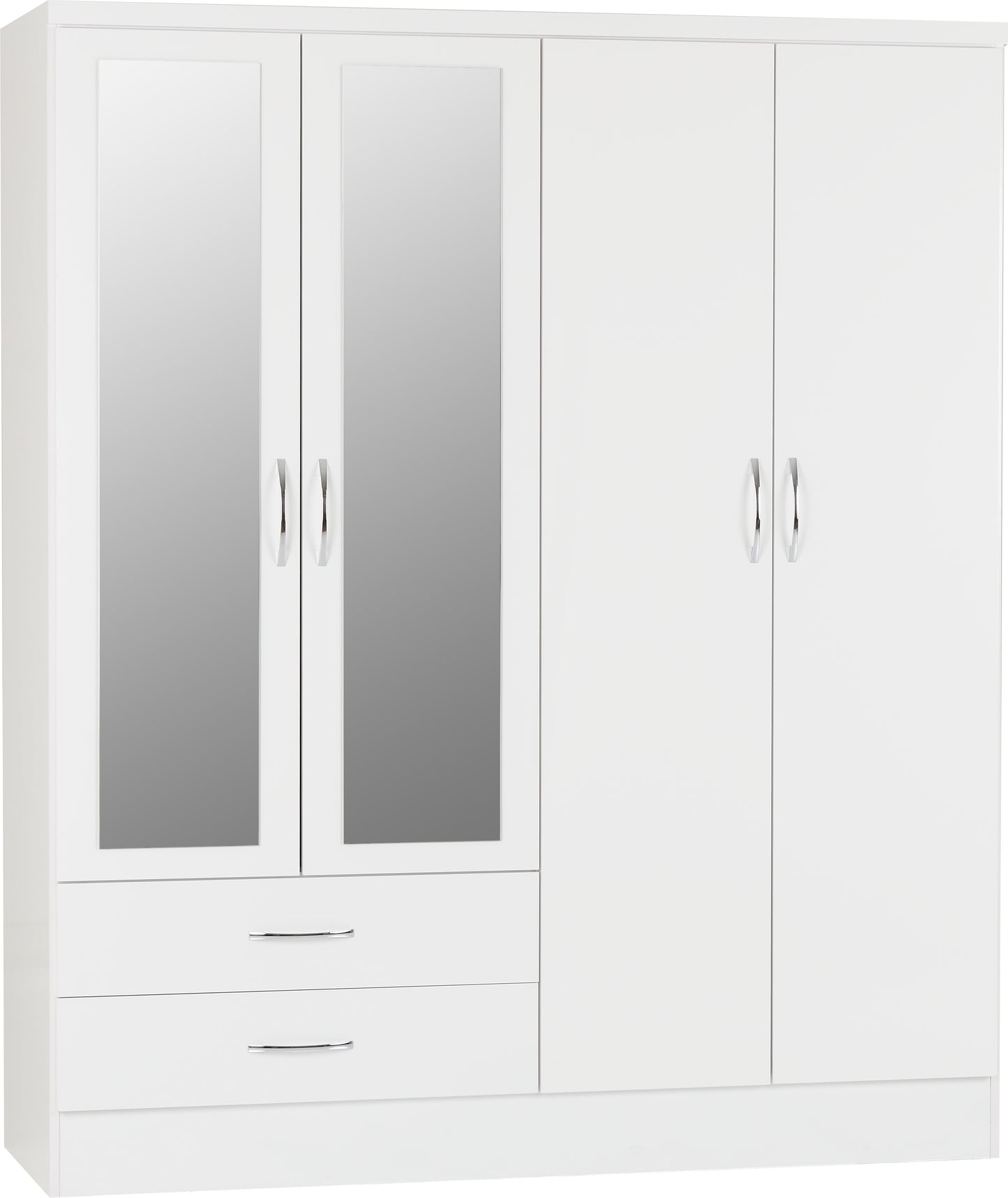 NVD 4 Door 2 Drawer Mirrored Wardrobe