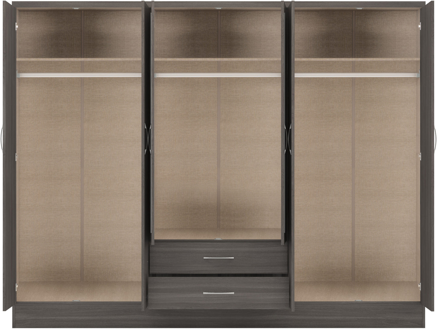 NVD 6 Door 2 Drawer Mirrored Wardrobe