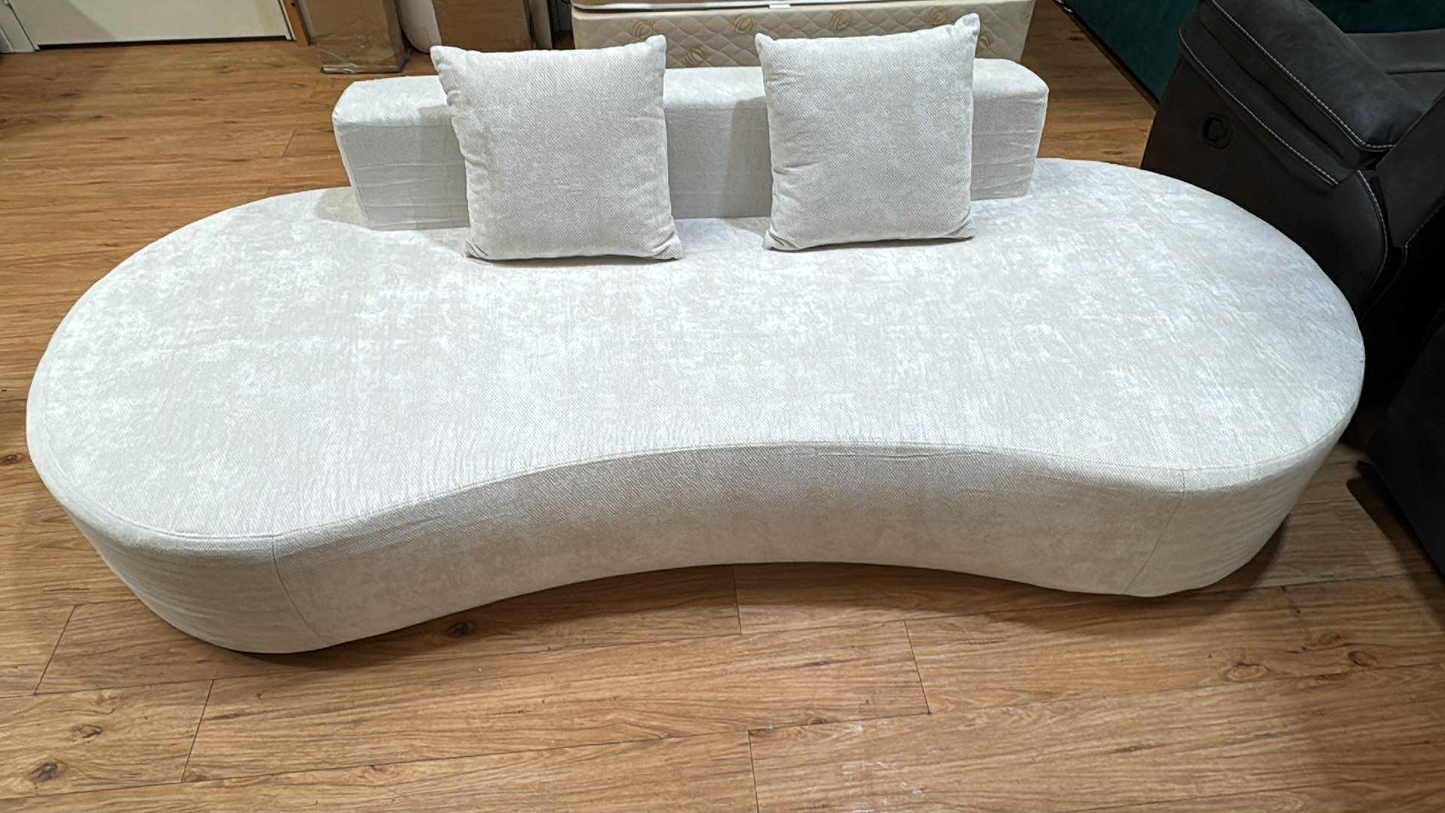 Nerys 3 Seater Cream Foam Curved Sofa