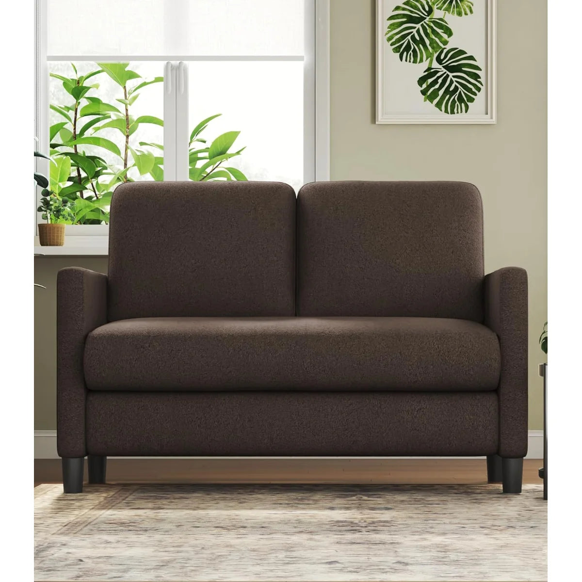 Olaf 2 Seat Brown Teddy Fleece Sofa
