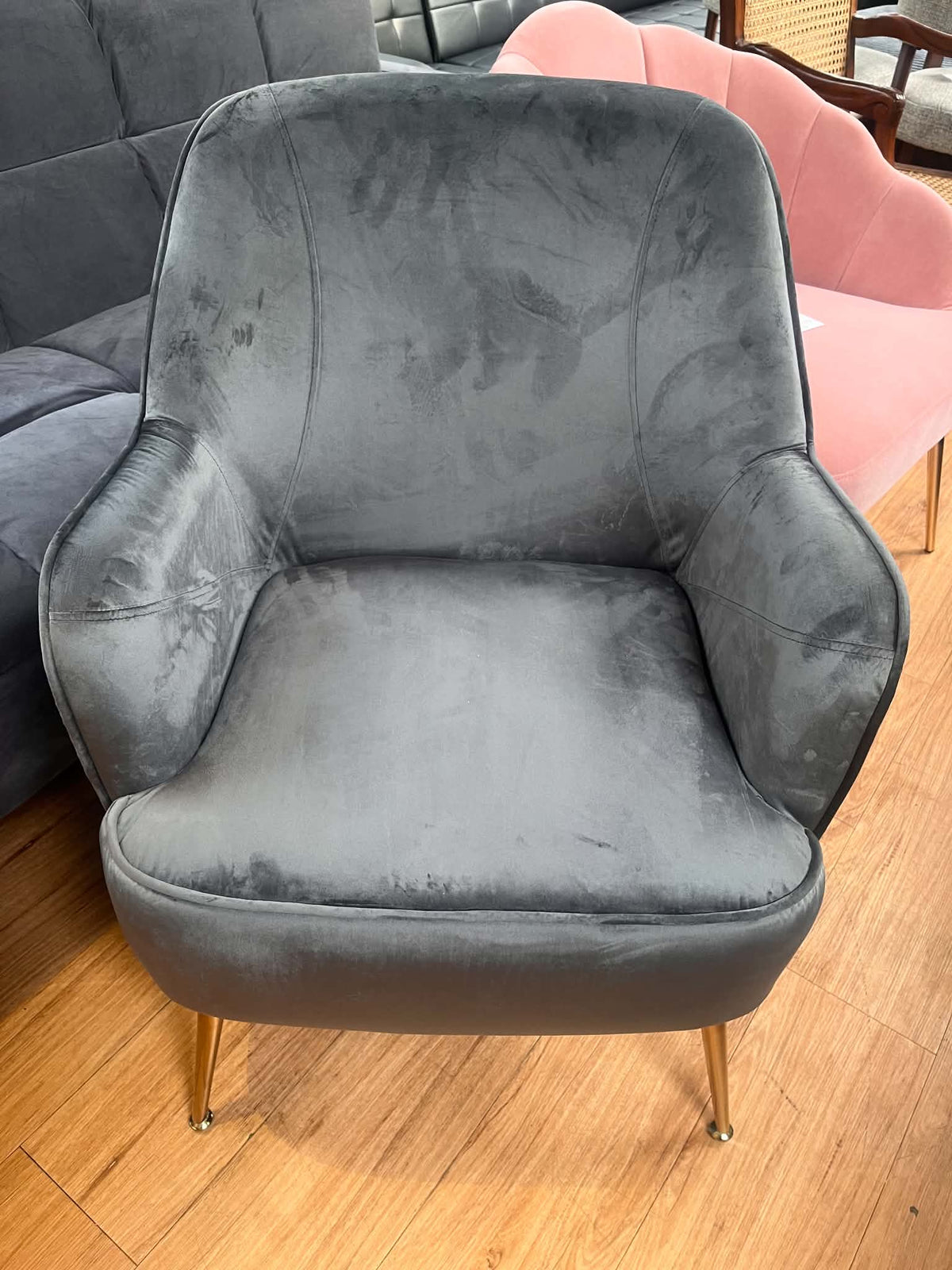 Omaha Grey Velvet Armchair