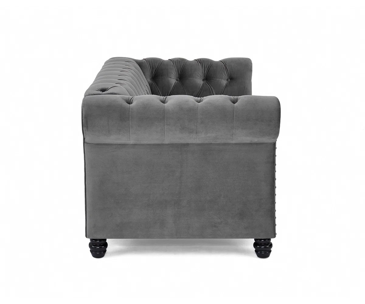 Padman 2 Seat Grey Velvet Chesterfield Sofa