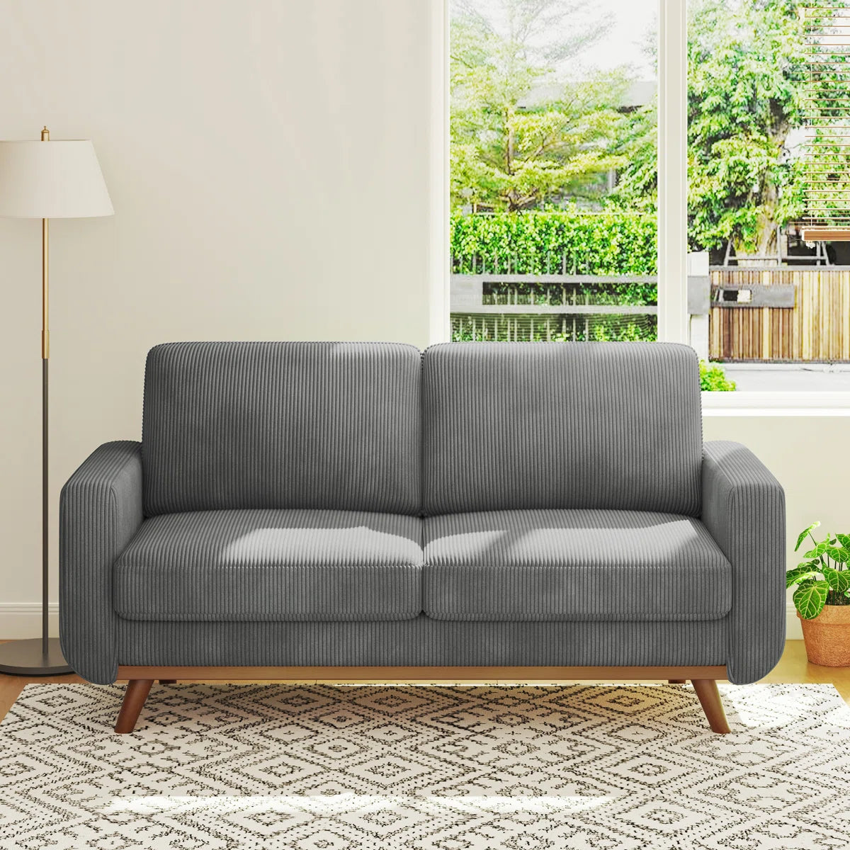 Parkway 2 Seater Grey Cord Sofa