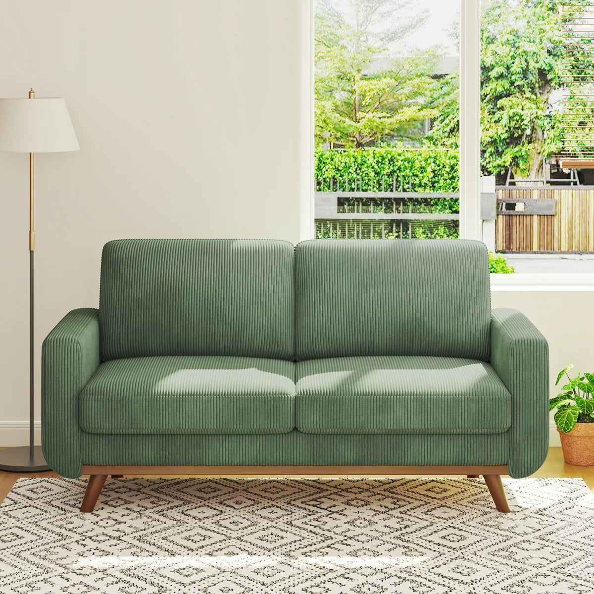 Parkway 2 Seater Green Cord Sofa