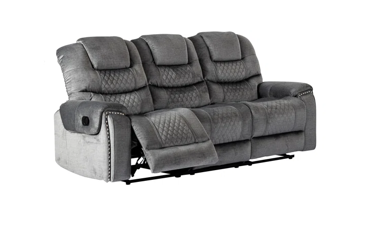 Paula 3 Seater Grey Chenille Manual Recliner