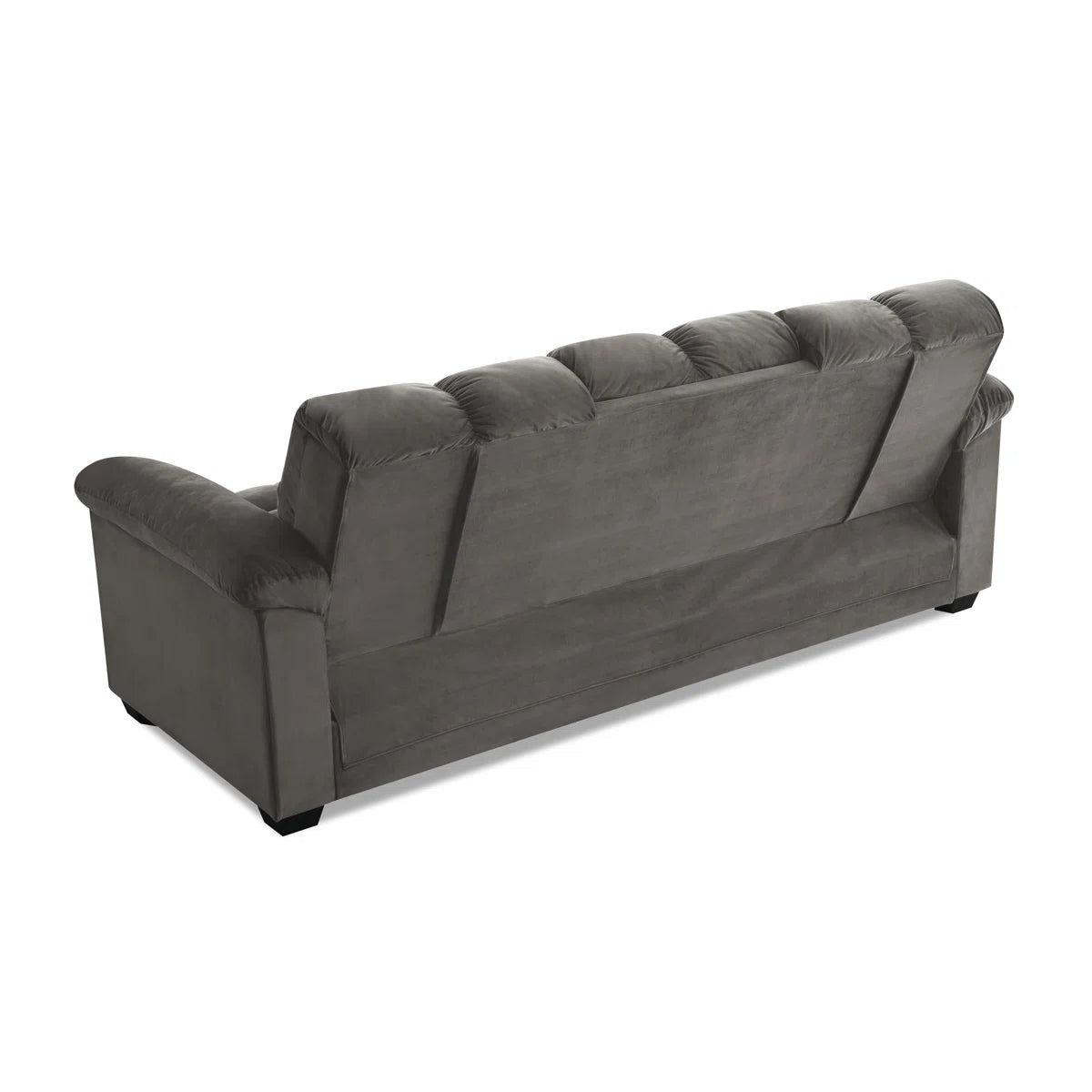 Philips 3 Seater Grey Plush Velvet Storage Clic Clac Sofa Bed with Cup Holders
