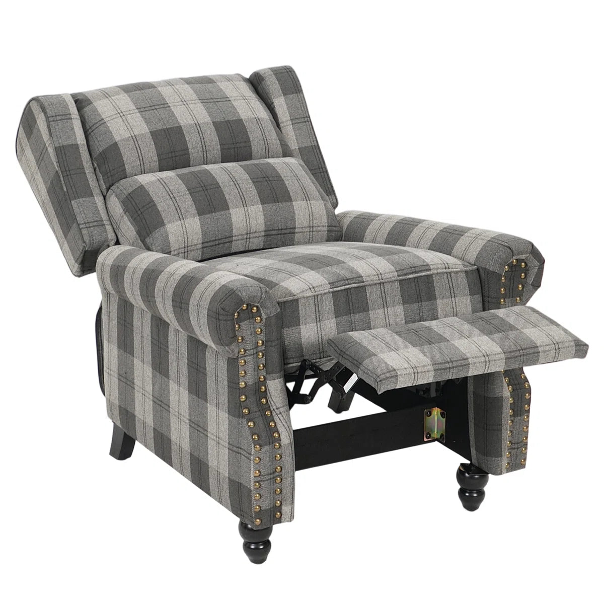 Winston Grey Check Pushback Recliner