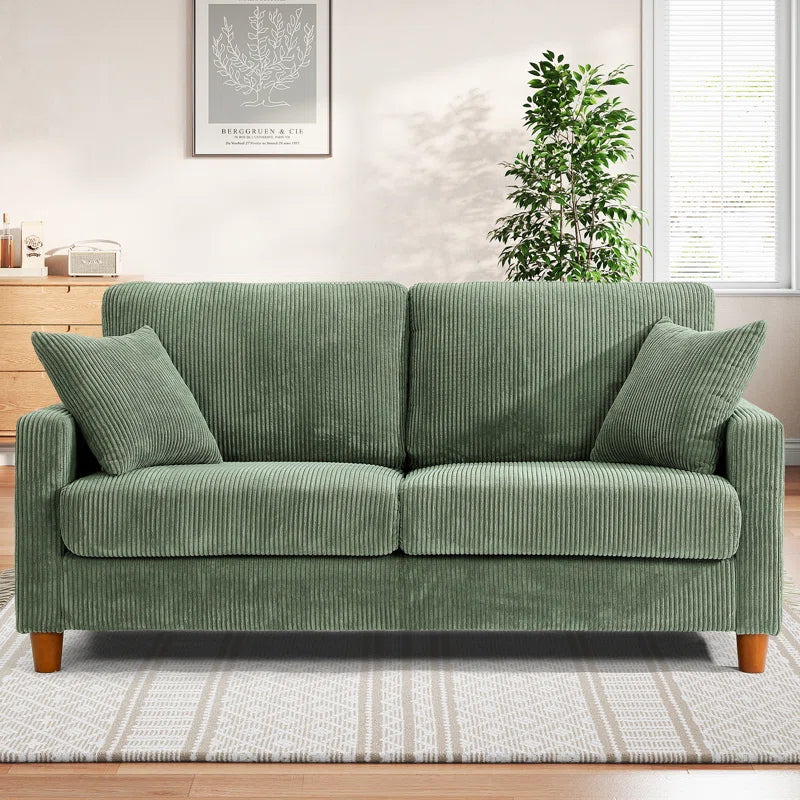 Quinn 2 Seat Green Cord Sofa
