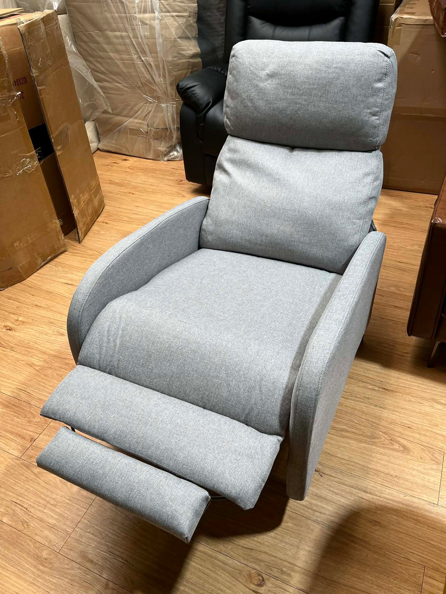 Rachel Grey Linen Lightweight Manual Recliner