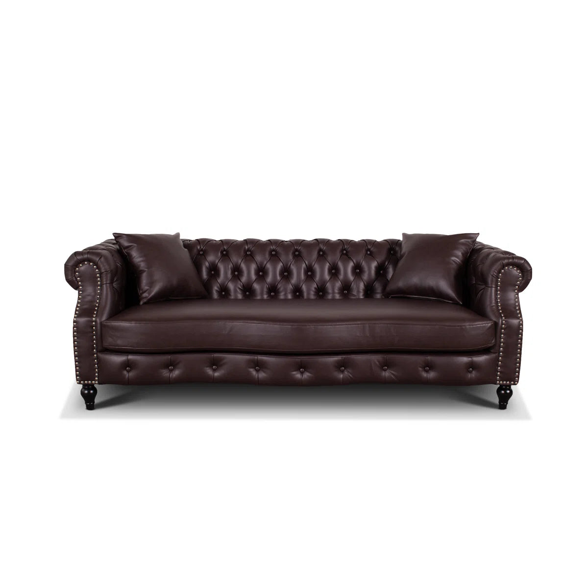 Richie 3 Seat Brown Faux Leather Chesterfield
