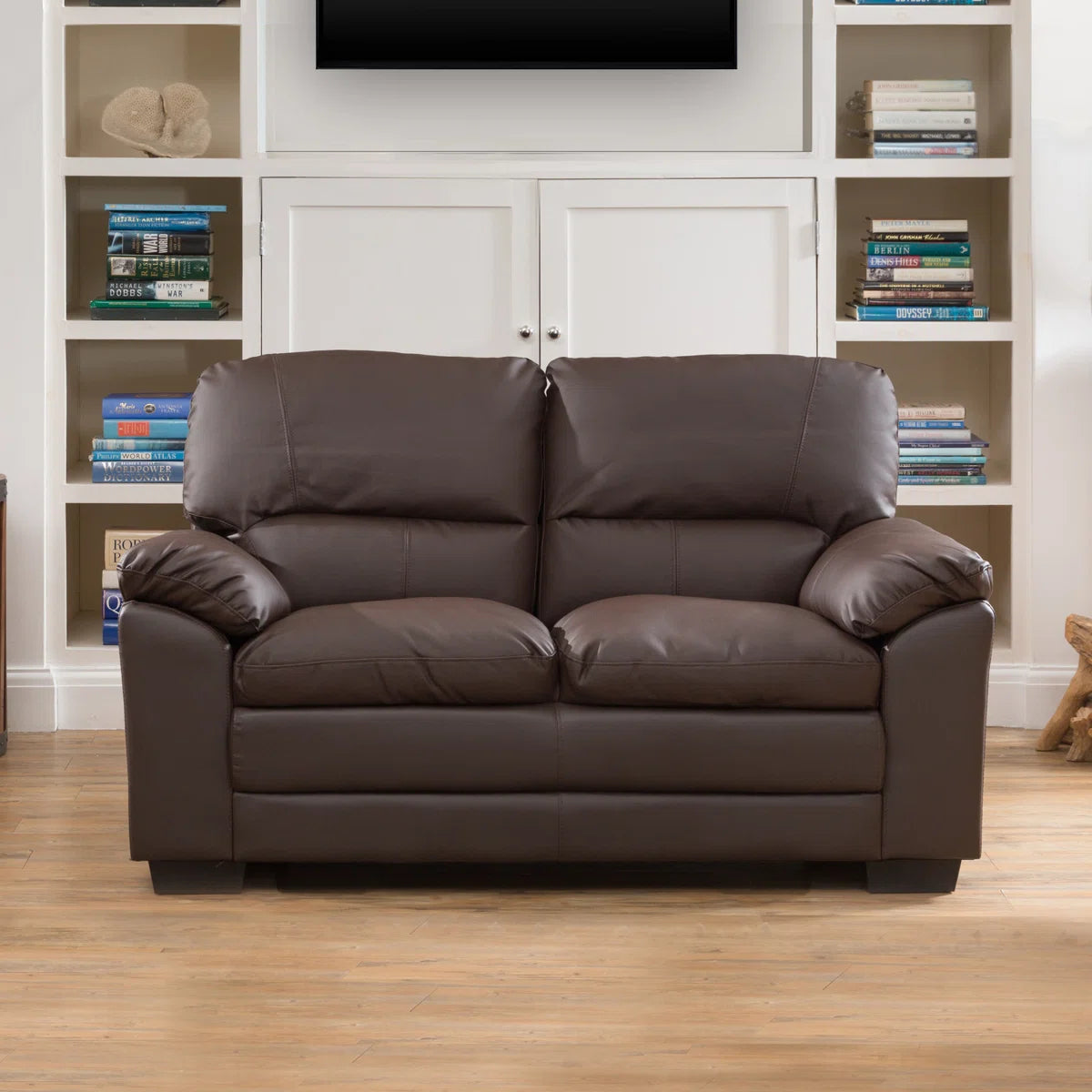 Robin 2 Seat Brown Faux Leather Sofa