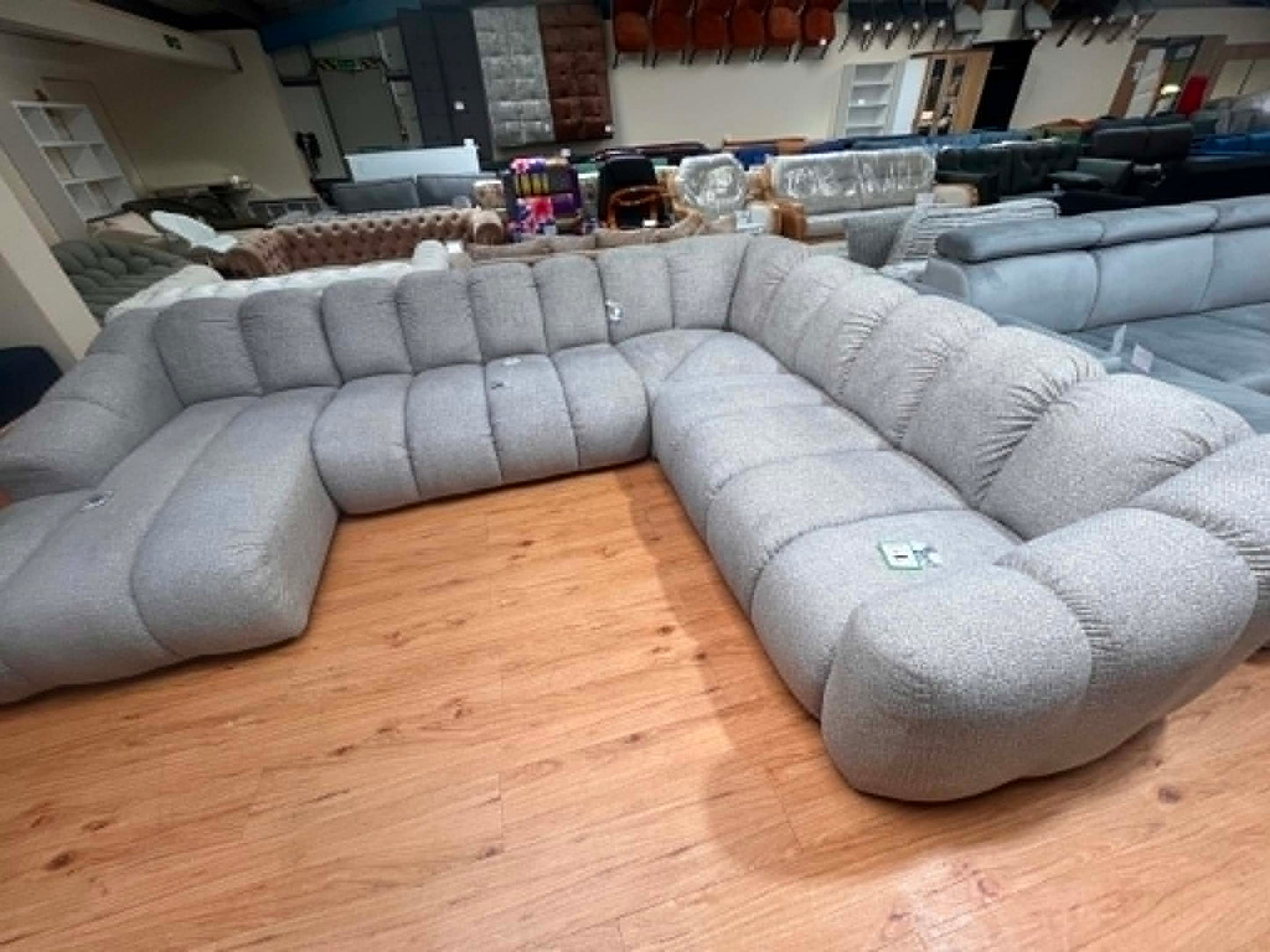 Shelly 8 Seat Grey Upholstered Corner Sofa
