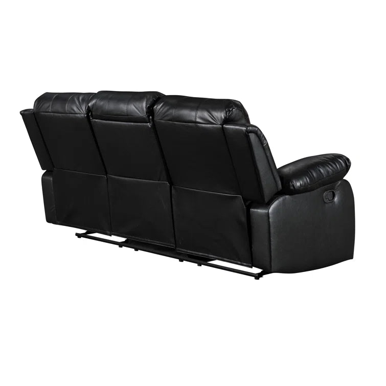 Soloman Black Faux Leather 3 Seater Reclining Sofa with Cup Holders, USB & Plug Points