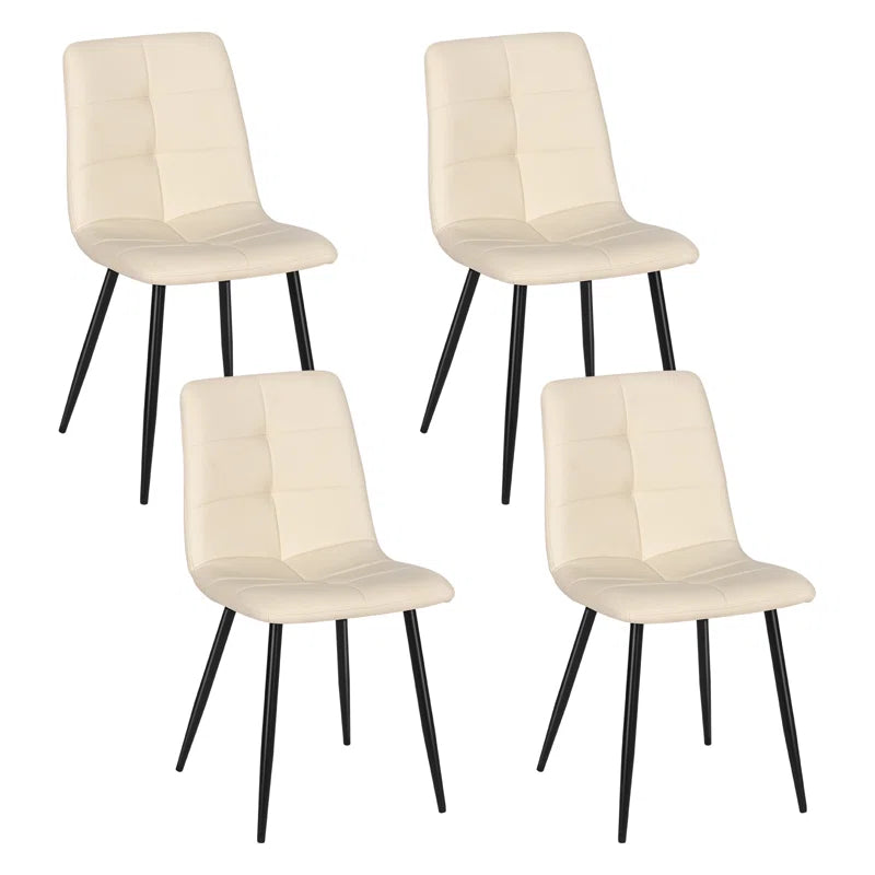 Mary Set of 4 Cream Faux Leather Dining Chairs