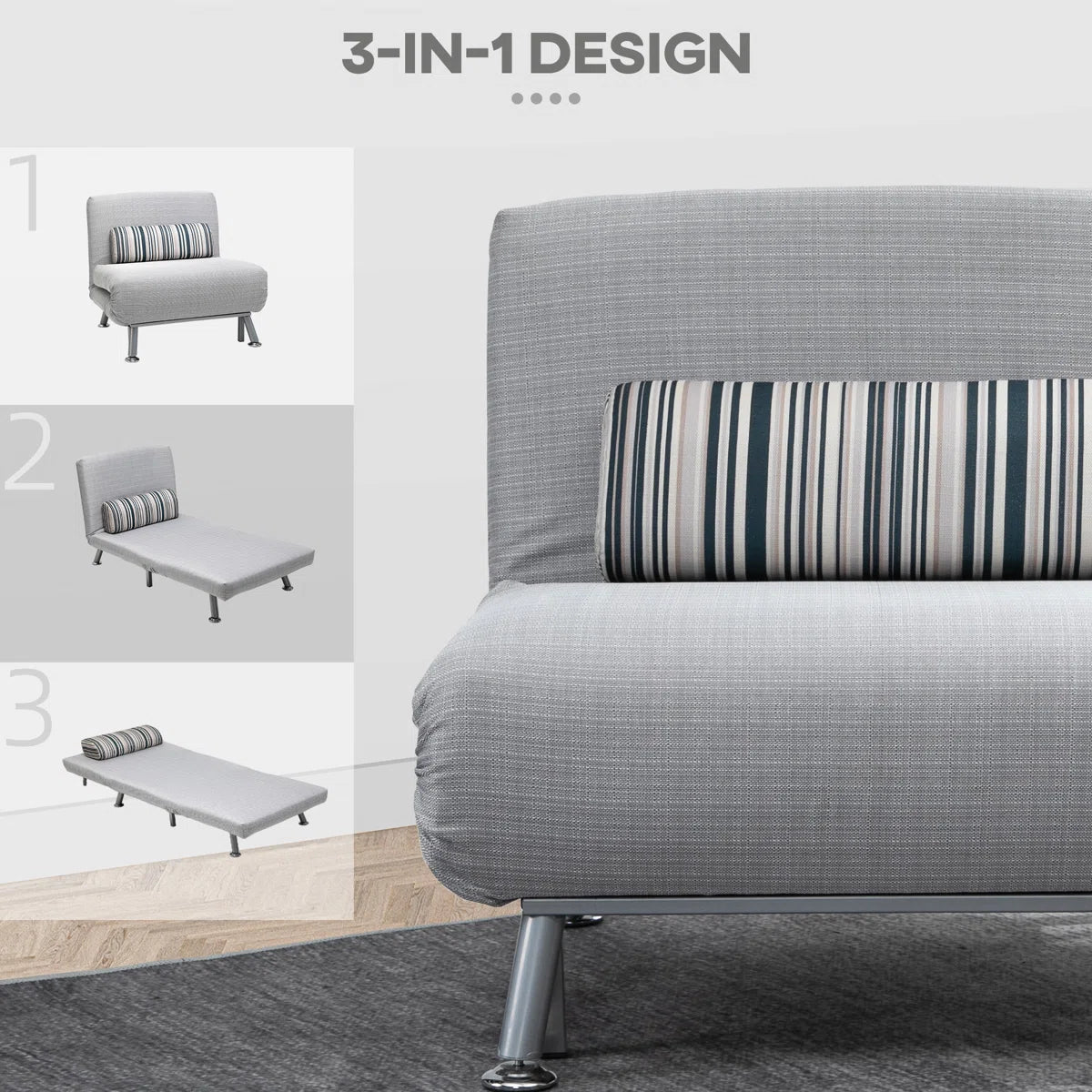 Sierra Grey Linen Single Sofa Bed