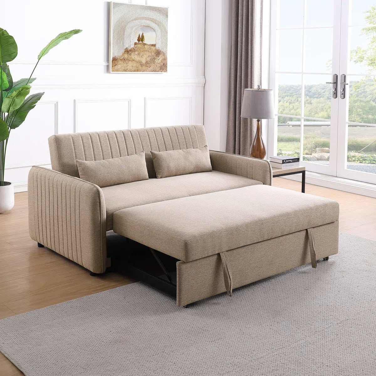 Dorian 2 Seat Dark Beige Double Sofa Bed