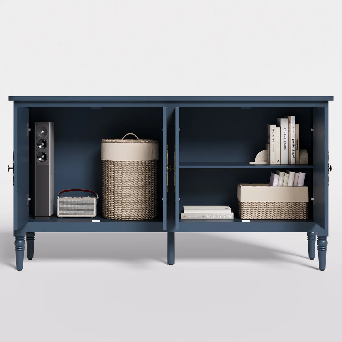 Sampson Blue 4 Door Solid Wood Sideboard