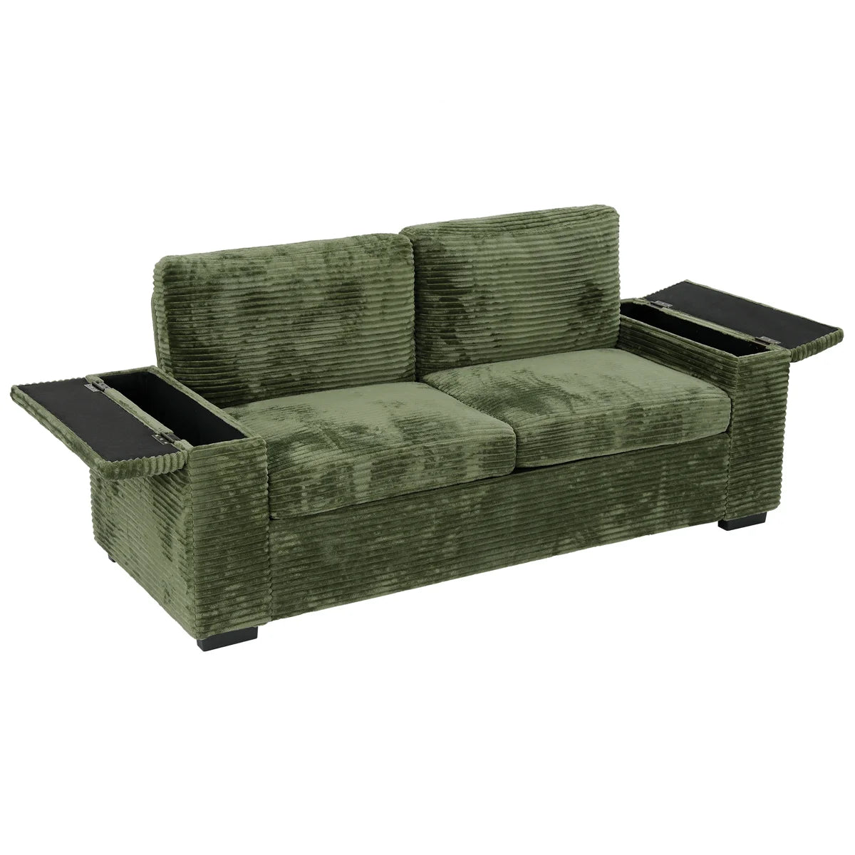 Arthur 2 Seat Green Jumbo Cord Storage Arm Sofa