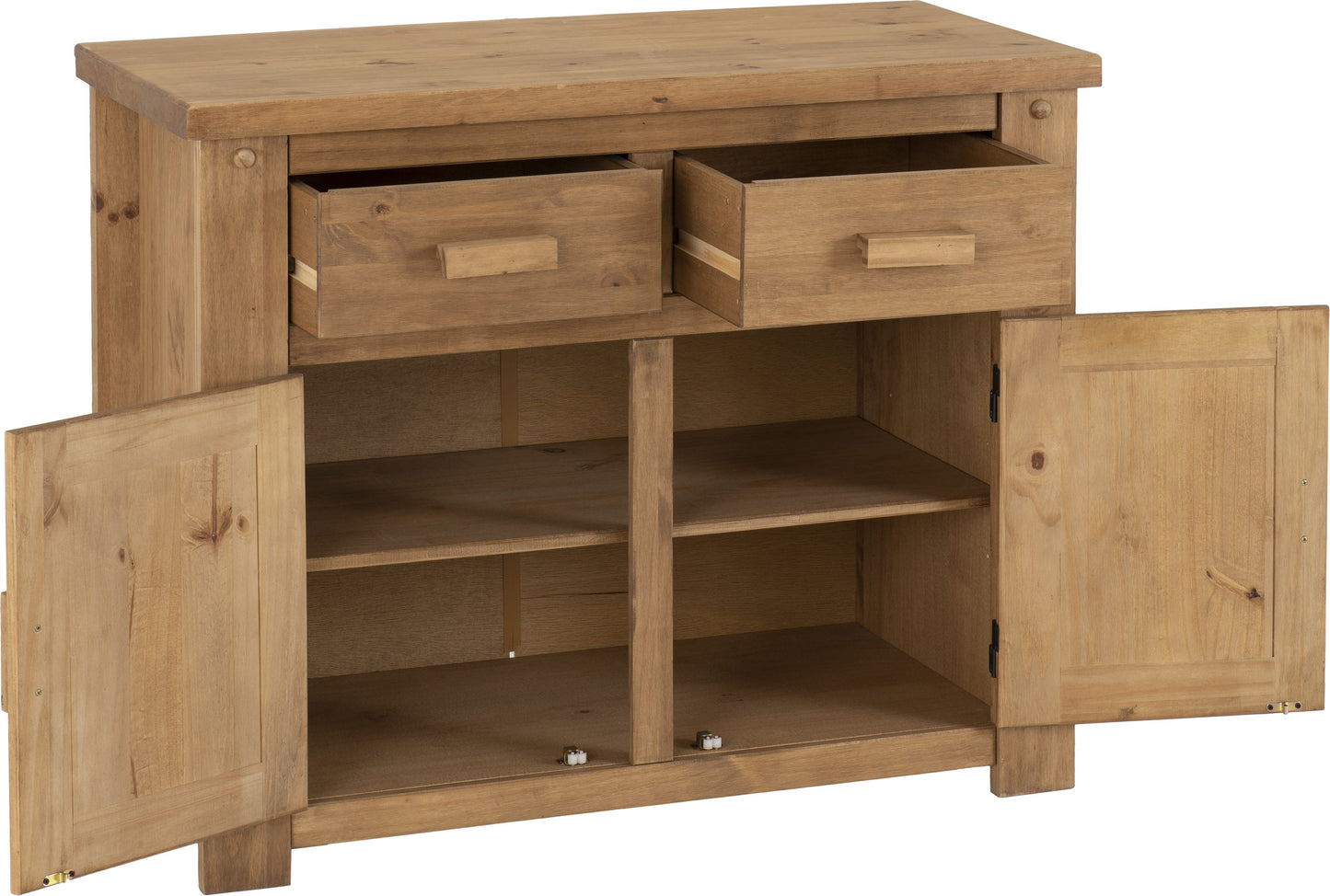 TOR Distressed Waxed Pine 2 Door 2 Drawer Sideboard