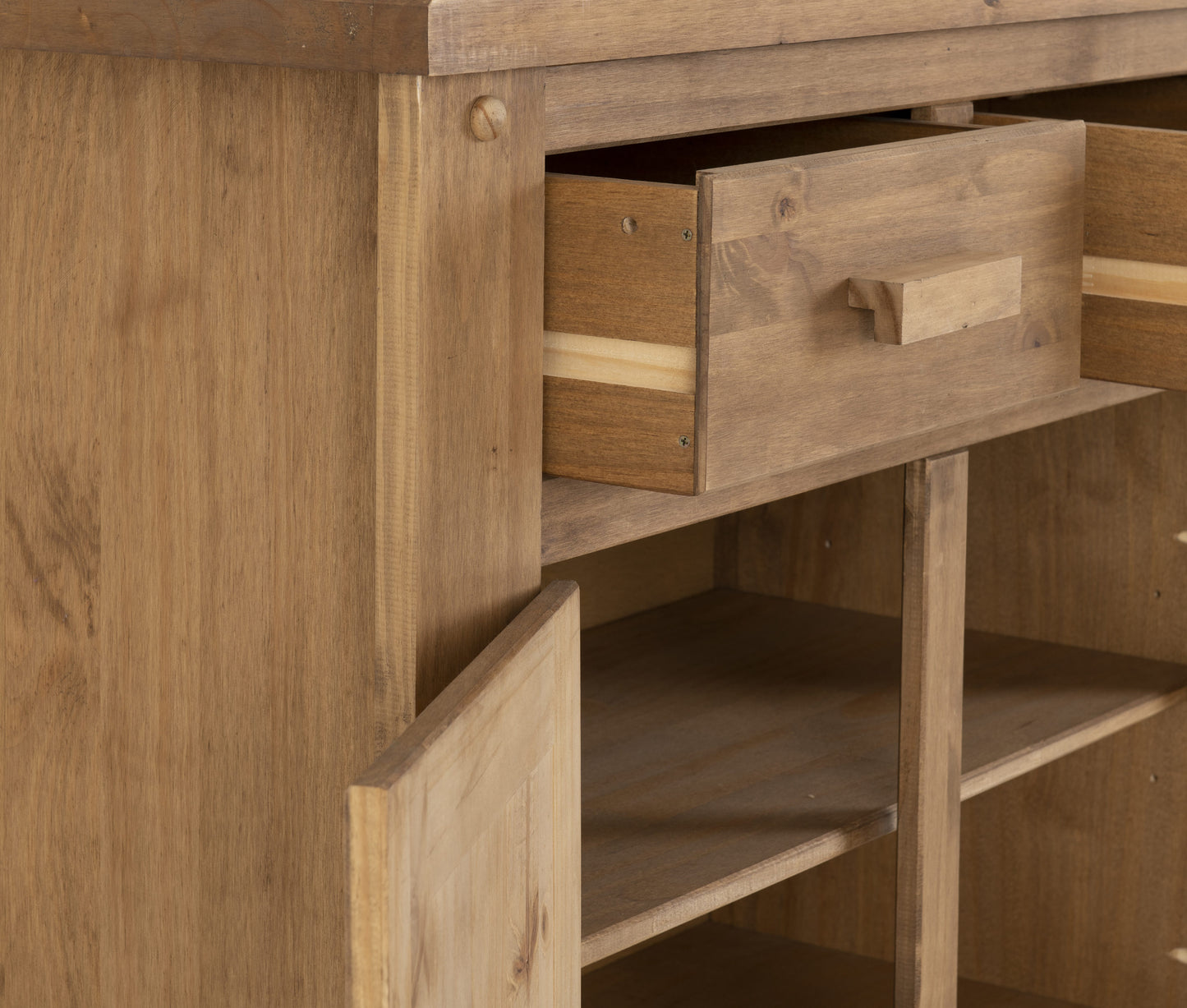 TOR Distressed Waxed Pine 2 Door 2 Drawer Sideboard