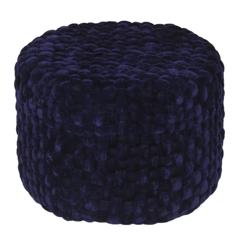 Katrina Navy Woven Cotton Ottoman Footstool