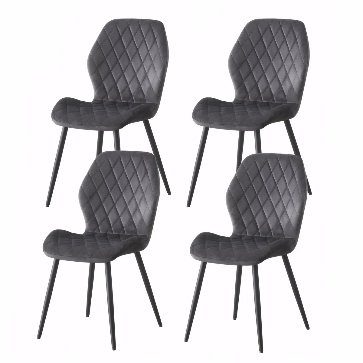 Nora Set of 4 Grey Velvet Dining Chairs