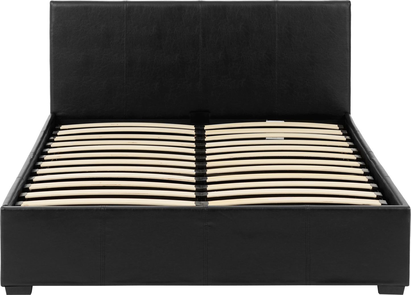 WAV 5ft Kingsize Black Faux Leather Ottoman Bedstead