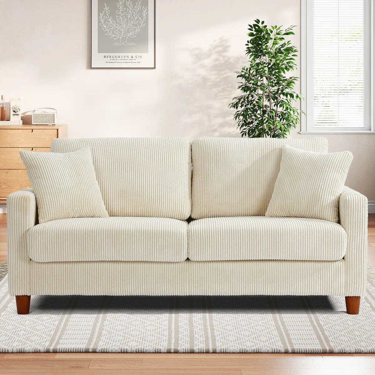 Cannon 2 Seater Cream Cord Sofa