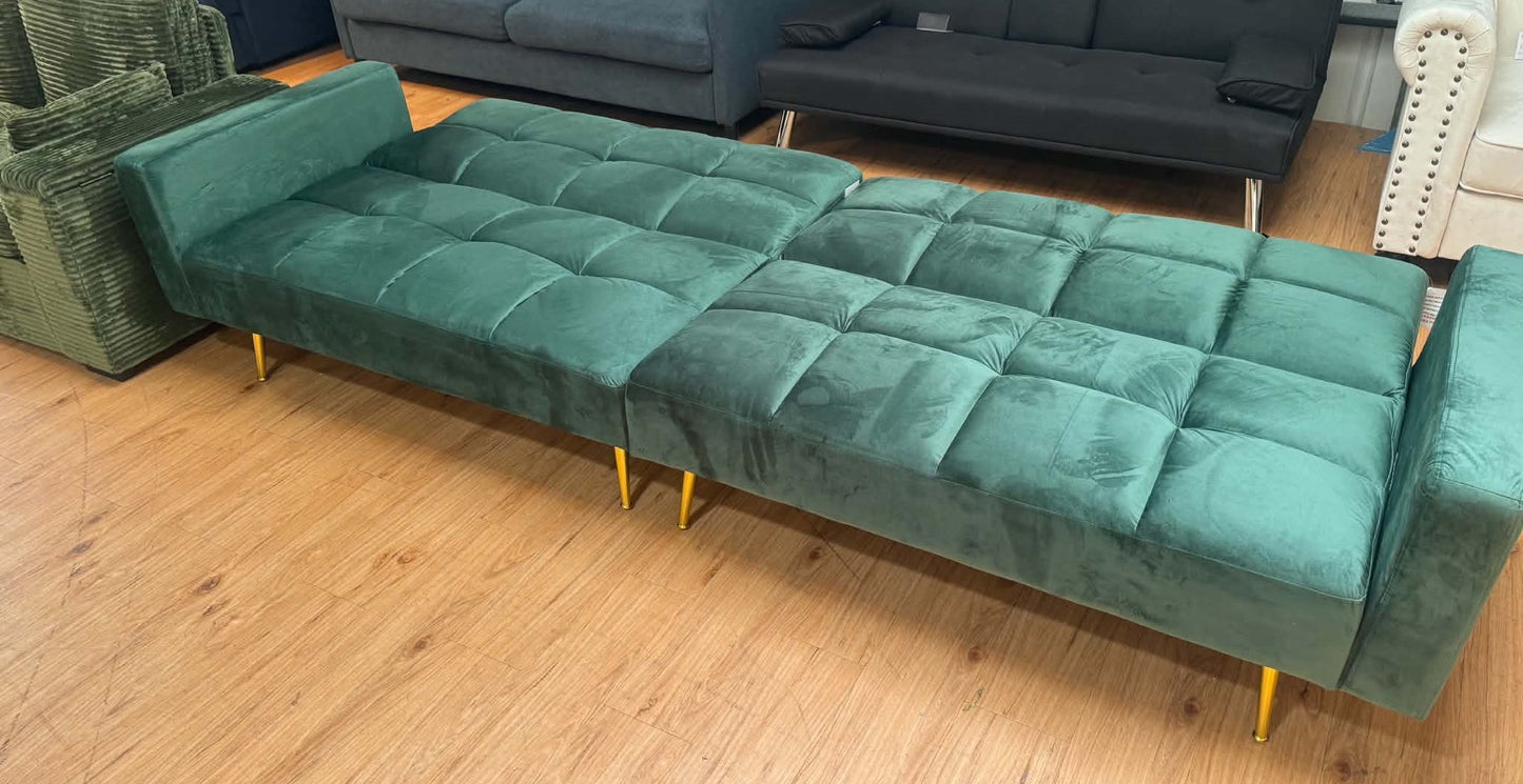 Mercia 4 Seat Green Velvet Extra Wide Clic Clac Sofa Bed