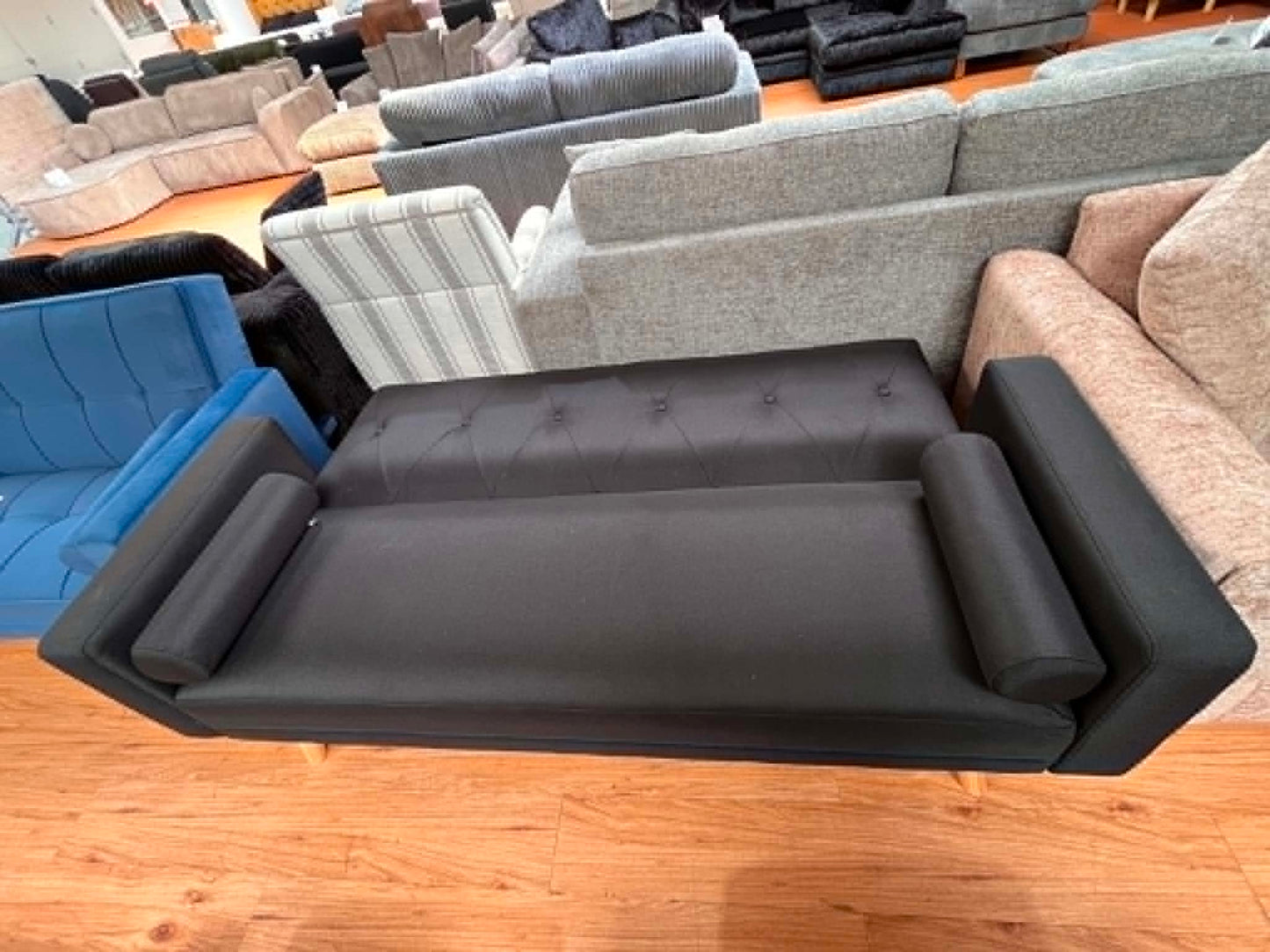 Madonna 3 Seat Black Upholstered Clic Clac Sofa Bed