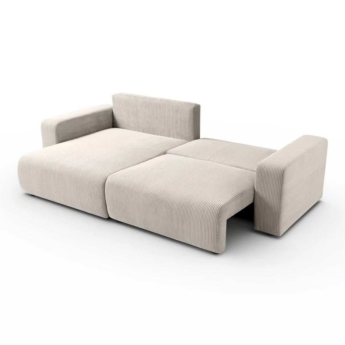 Nora 3 Seater Beige Cord Corner Sofa Bed